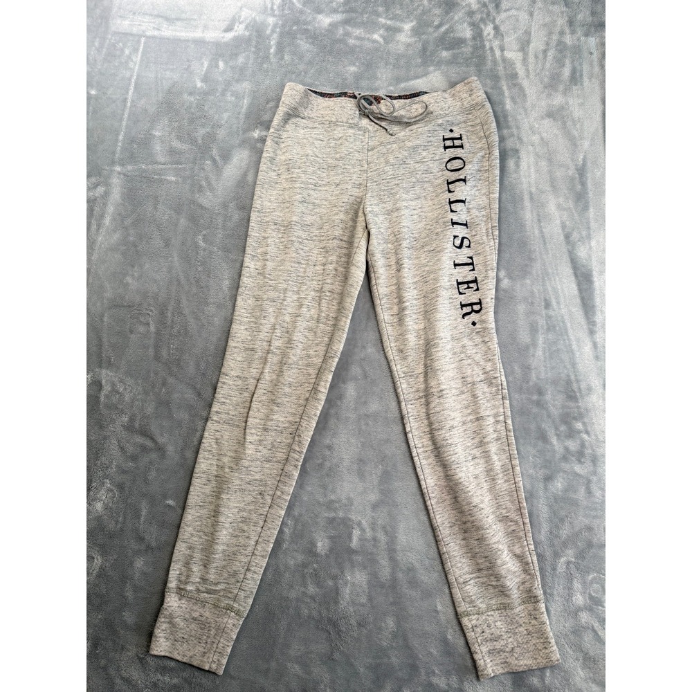 Hollister Jogger Sweatpants Womens Large Gray Fleece Lined Drawstring Waist